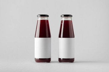 Juice Bottle Mock-Up - Two Bottles. Blank Label