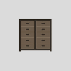 chest of drawers icon flat design