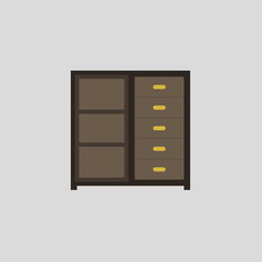 chest of drawers icon flat design