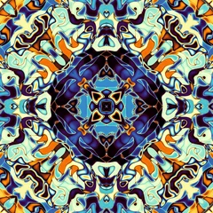 Papier Peint photo Lavable Tuiles marocaines Motif symétrique abstrait