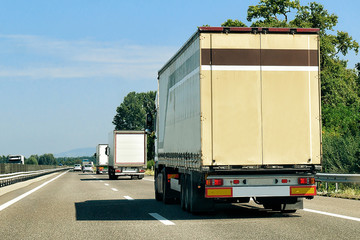 Trucks on roadway of Switzerland