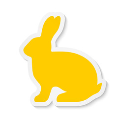 Blank yellow flat rabbit sticker icon isolated on white background. Vector illustration. EPS10