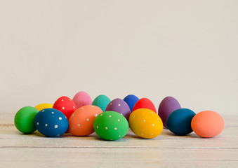 Easter eggs hand painted on white background. Happy Easter