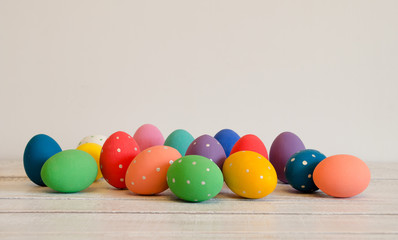 Easter eggs hand painted on white background. Happy Easter