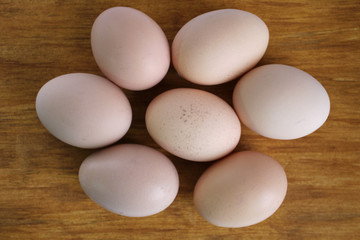 eggs on wooden background. Easter