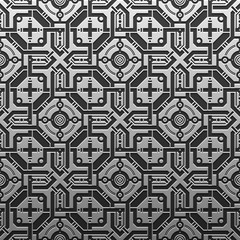 Silver/platinum metallic background with geometric pattern. Elegant luxury style.