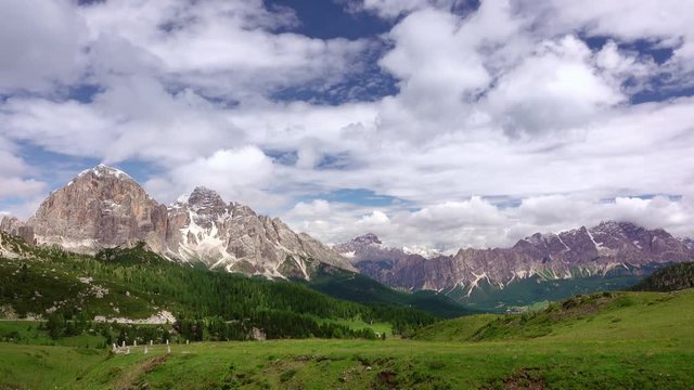 Clouds over an Alpine Valley. Time Lapse
