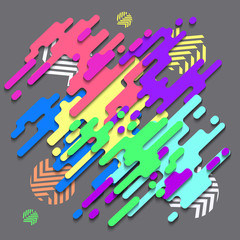 Modern style abstraction with composition made of various rounded shapes in color. Vector illustration