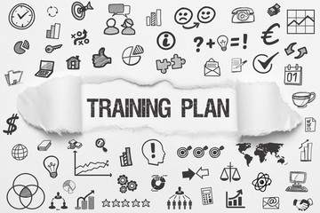 Training Plan / weißes Papier mit Symbole