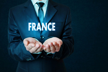 Businessman with France word