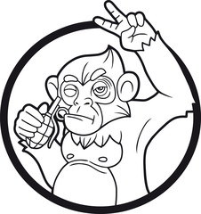 Mad monkey with a grenade, emblem