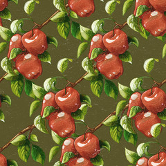 Vintage apples seamless pattern
