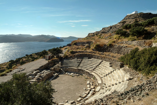 Ruins of Roman theatre, Plaka, Milos Island, Cyclades Islands, Greece