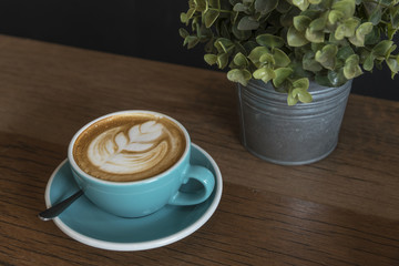 Cup of coffee with beautiful Latte art