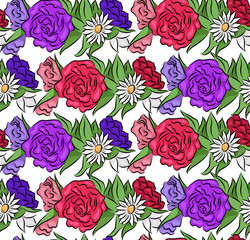 Seamless floral texture with flowers. Vector pattern for wallpaper, fabrics, curtains and your creativity