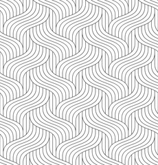 Vector seamless pattern. Modern stylish texture. Monochrome geometric pattern with wavy lines.