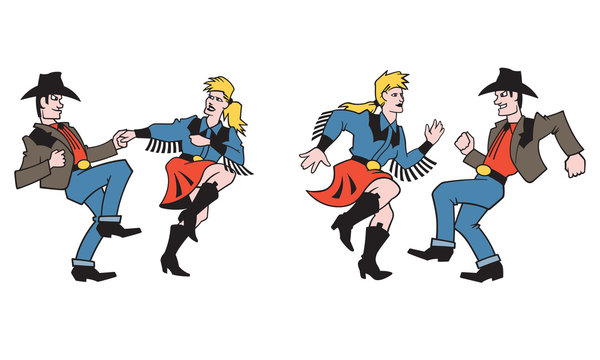 Country Dancers Vector Design.
Set of two illustrations of a pair of country dancers in different poses.