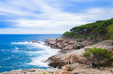 Beautiful sea view with rocks and waves