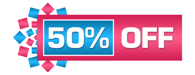 Discount 50 Percent Off Pink Blue Circular Bar 