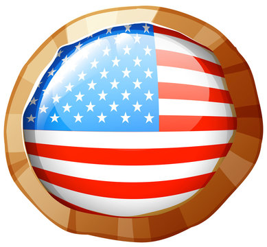 United States of America flag on round badge