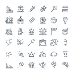 Outline set - theme amusement park icons