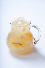 Summer lemonade with spices, ice and bananas