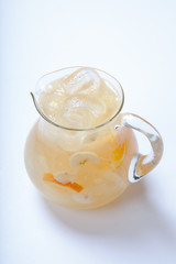 Summer lemonade with spices, ice and bananas
