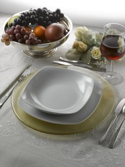 table set  for an elegant dinner