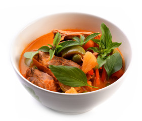 Roasted Duck Red curry on white background