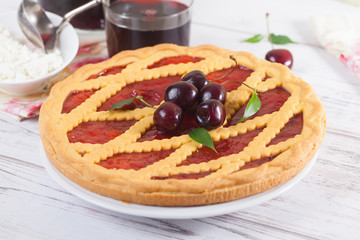 lattice pie with cherry compote light rustic cherry jam