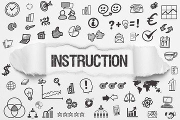 Instruction / weißes Papier mit Symbole