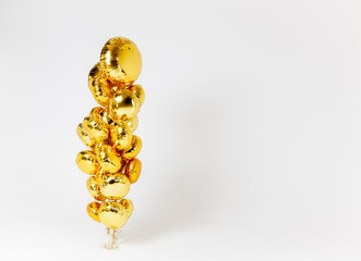 Yellow balloons on a white background
