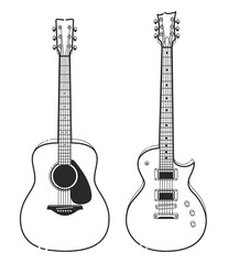 Naklejka premium Electric and Acoustic Guitars