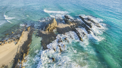 Obraz premium Aerial view of Currumbin Rock and beach Gold Coast, Australia