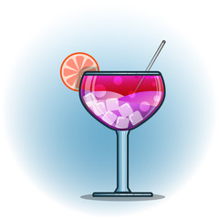 Vector illustration cocktails drinks in glasses vector flat icons. Set of alcohol and soft drinks and refreshments for cocktail party or bar menu design element