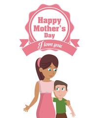 happy mothers day card - i love you party decoration vector illustration eps 10