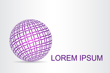 Logo stylized spherical surface with abstract shapes