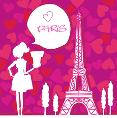 Fototapeta na wymiar Beautiful women Shopping in Paris card