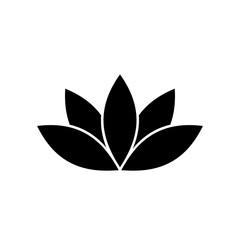 Lotus plant symbol. Spa and wellness theme design element. Flat black vector illustration.