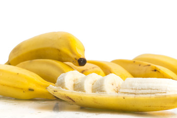 Sliced fresh bananas