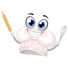 Vector Illustration of Chef's Hat Mascot holding Baking Tools