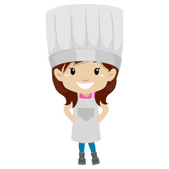 Vector Illustration of Little Girl Dressed Like a Chef