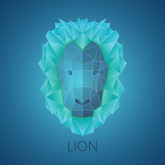 Lion. Linear, triangular ice lion.