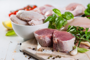 Selection of different meat cuts