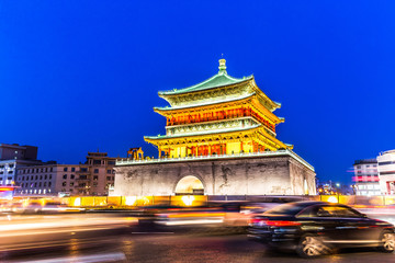ancient building in Xi'an at night
