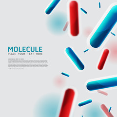 Abstract molecules, Bacteria, cell, virus design. Vector Medical scientific Atoms and biology cell.