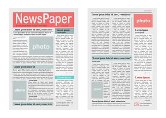 Two Newspaper Pages Vector Illustration on White