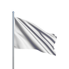 Blank flag. Isolated on white background. 3D rendering illustration.