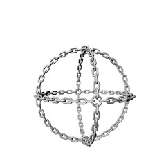 Chain in form of sphere. Isolated on white background.3D rendering illustration.Cartoon style.