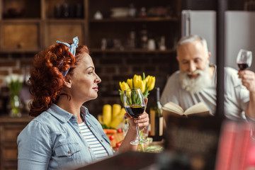 Woman drinking wine